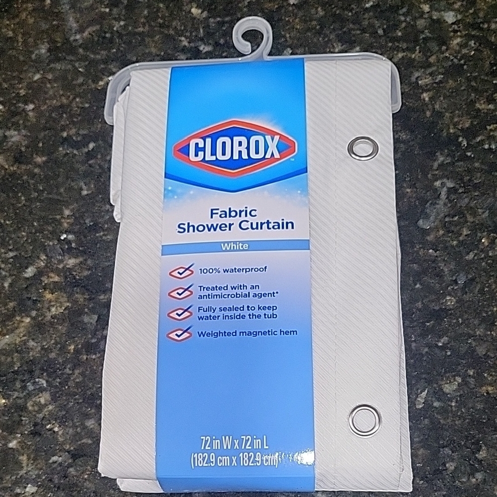 NWT Clorox White Fabric Shower Curtain